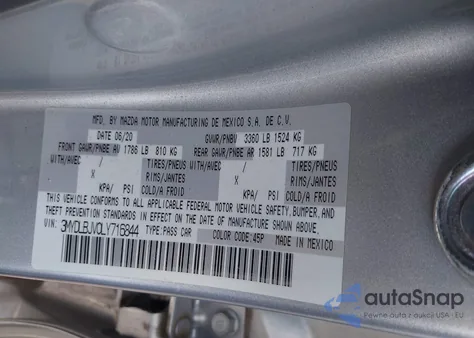 2020 Toyota Yaris Le from USA, damaged, VIN 3MYDLBJV0LY716844